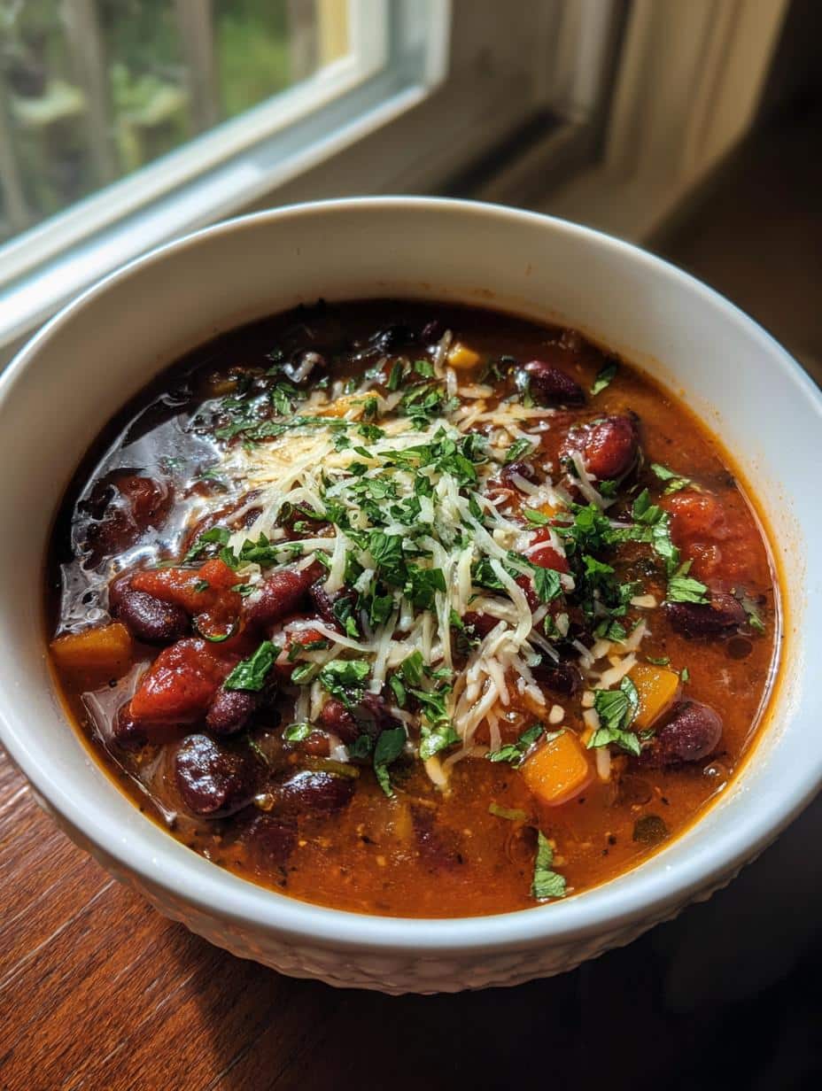 three bean chili soup - detail 1
