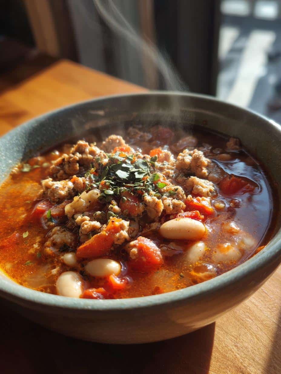 turkey chili white bean soup - detail 1