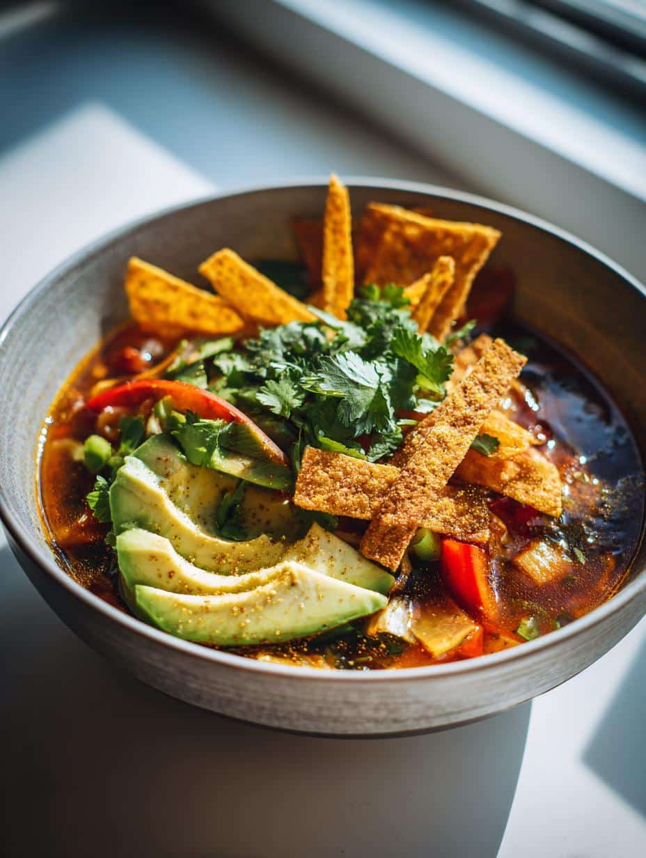 vegan tortilla soup - detail 1