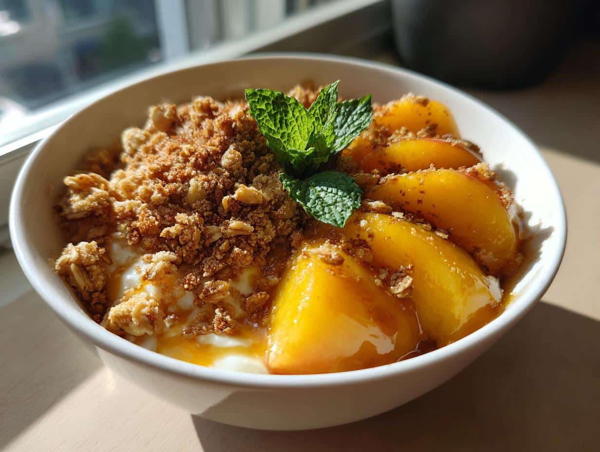 Cottage Cheese Peach Cobbler Bowl