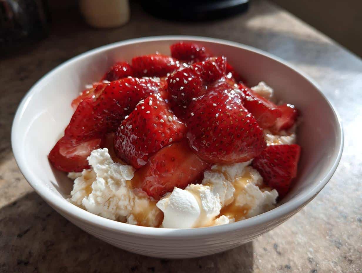Cottage Cheese Strawberry Shortcake Bowl