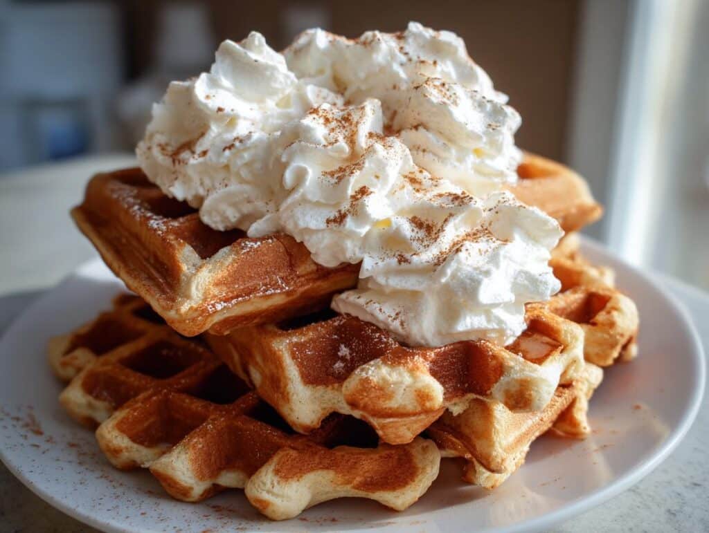 gingerbread waffles whipped cream
