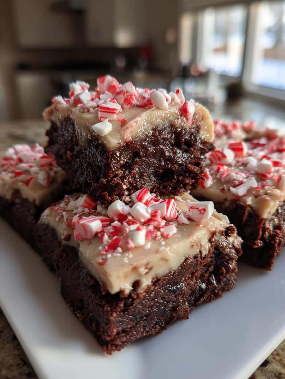 peppermint brownies frosted - detail 1