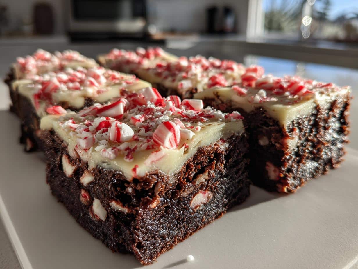 peppermint brownies frosted