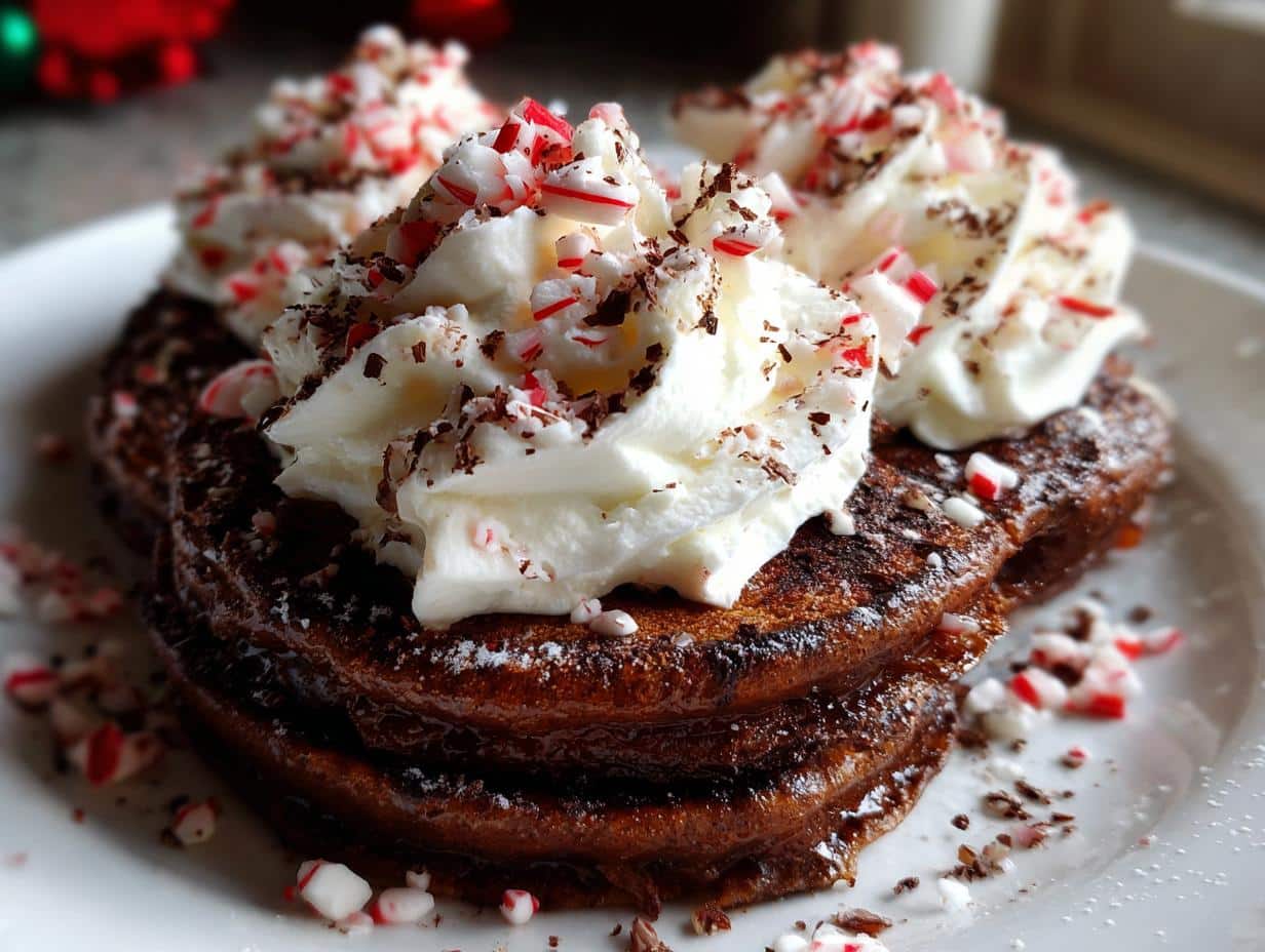 peppermint hot chocolate pancakes