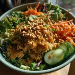 Chicken Crispy Rice Salad with Peanut Dressing