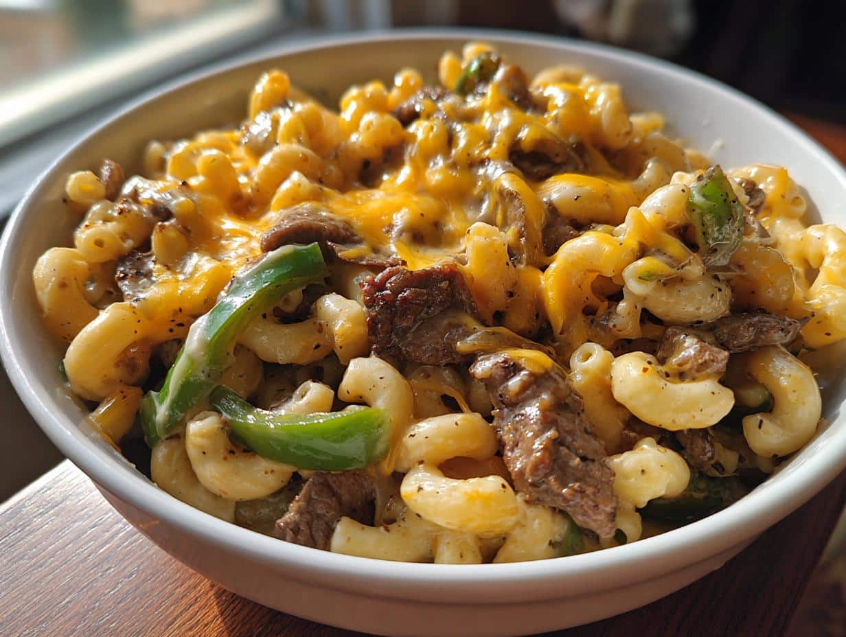 Creamy Philly Cheesesteak Mac & Cheese