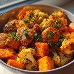 Sheet Pan Buffalo Chicken and Sweet Potato Bowls