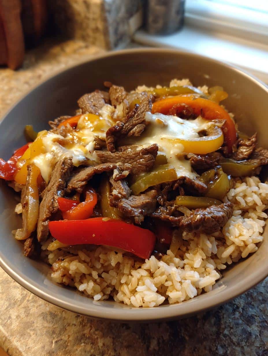 High Protein Philly Cheesesteak Rice Bowls - detail 1