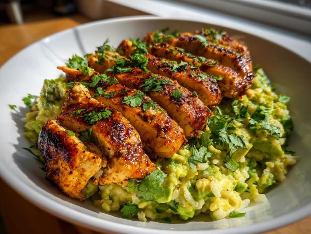 Honey Lime Chicken and Avocado Rice Bowl