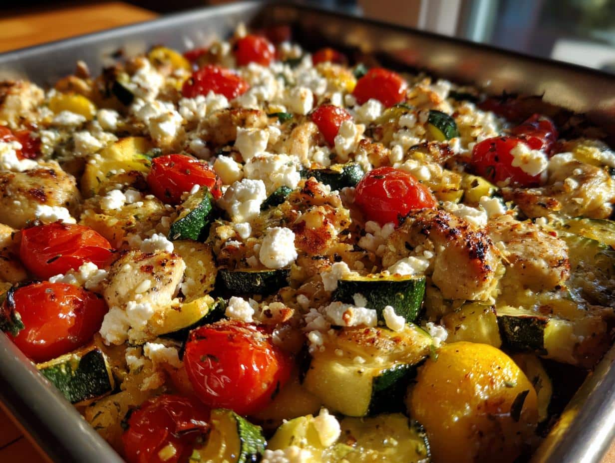 Mediterranean Chicken Zucchini Bake