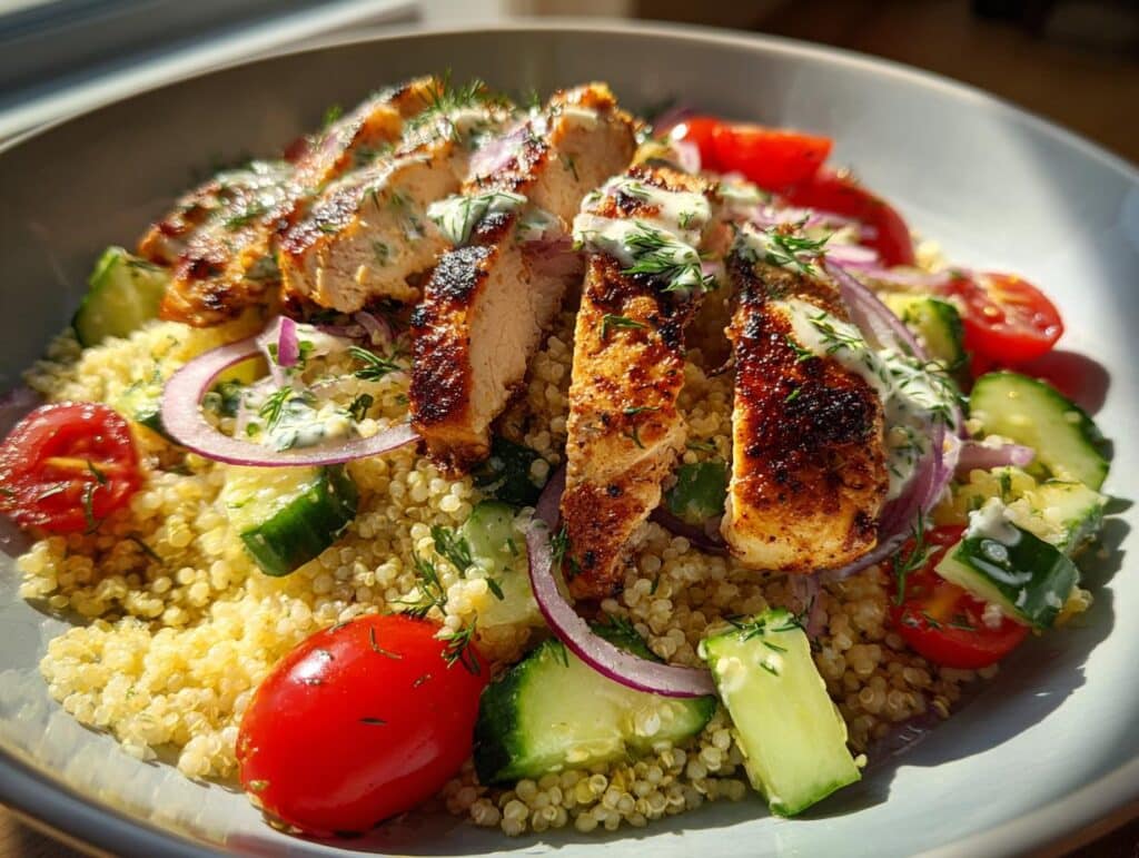 Mediterranean Lemon-Dill Chicken Bowls