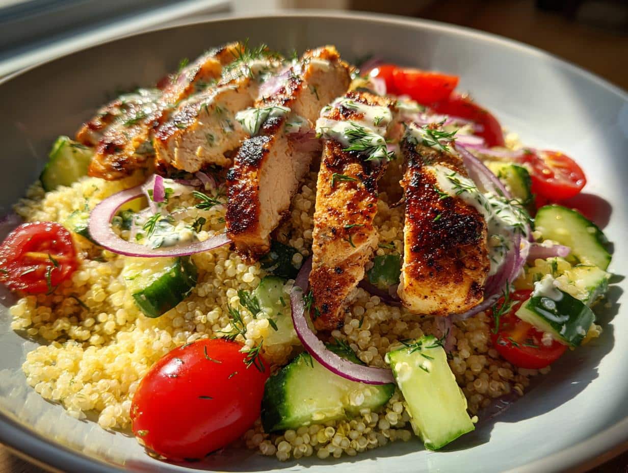 Mediterranean Lemon-Dill Chicken Bowls